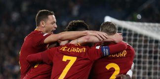 As Roma Players celebrating goal